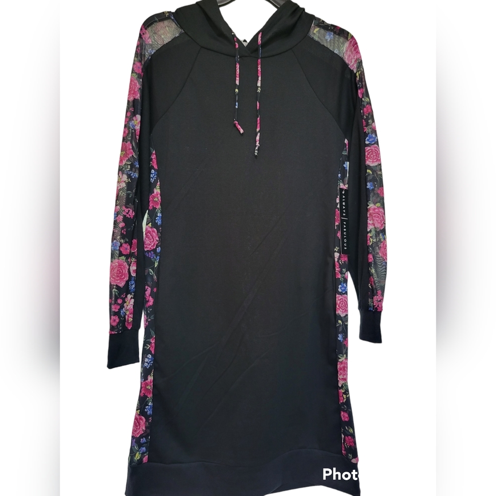 Absolutely Famous hooded black & floral dress